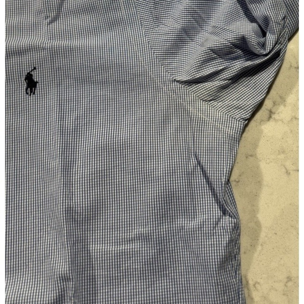 Ralph Lauren Shirt Mens Large Blue White Gingham Button Down Long Sleeve Preppy - Picture 6 of 10